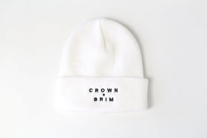 Crown + Brim Beanie - White + Black