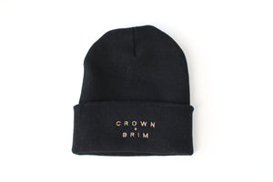 Crown + Brim Beanie - Black + Warm Marble